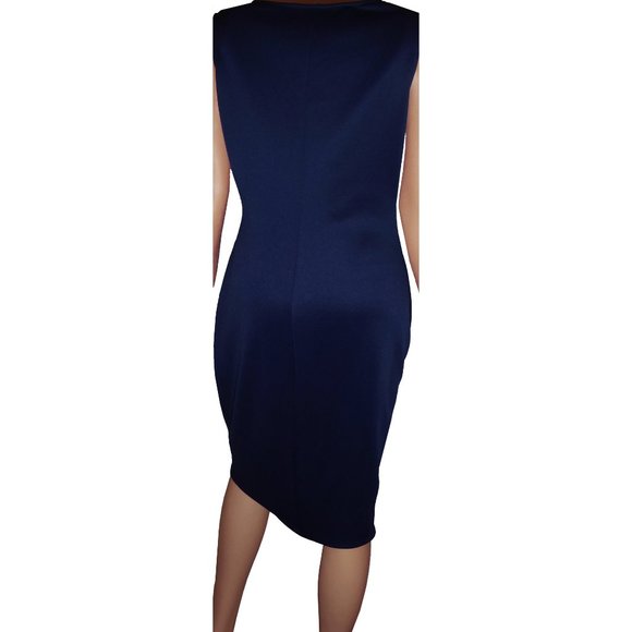 Funfash Plus Size Women Pink Navy Slimming Dress - Picture 3 of 4